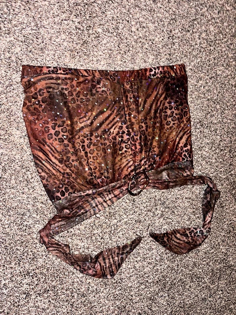 MISGUIDED brown leopard print top with sequins
